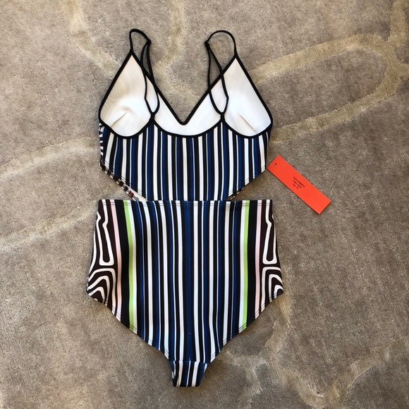 Clover Canyon Striped Labyrinth Cut Out Swimsuit - Picture 4 of 7